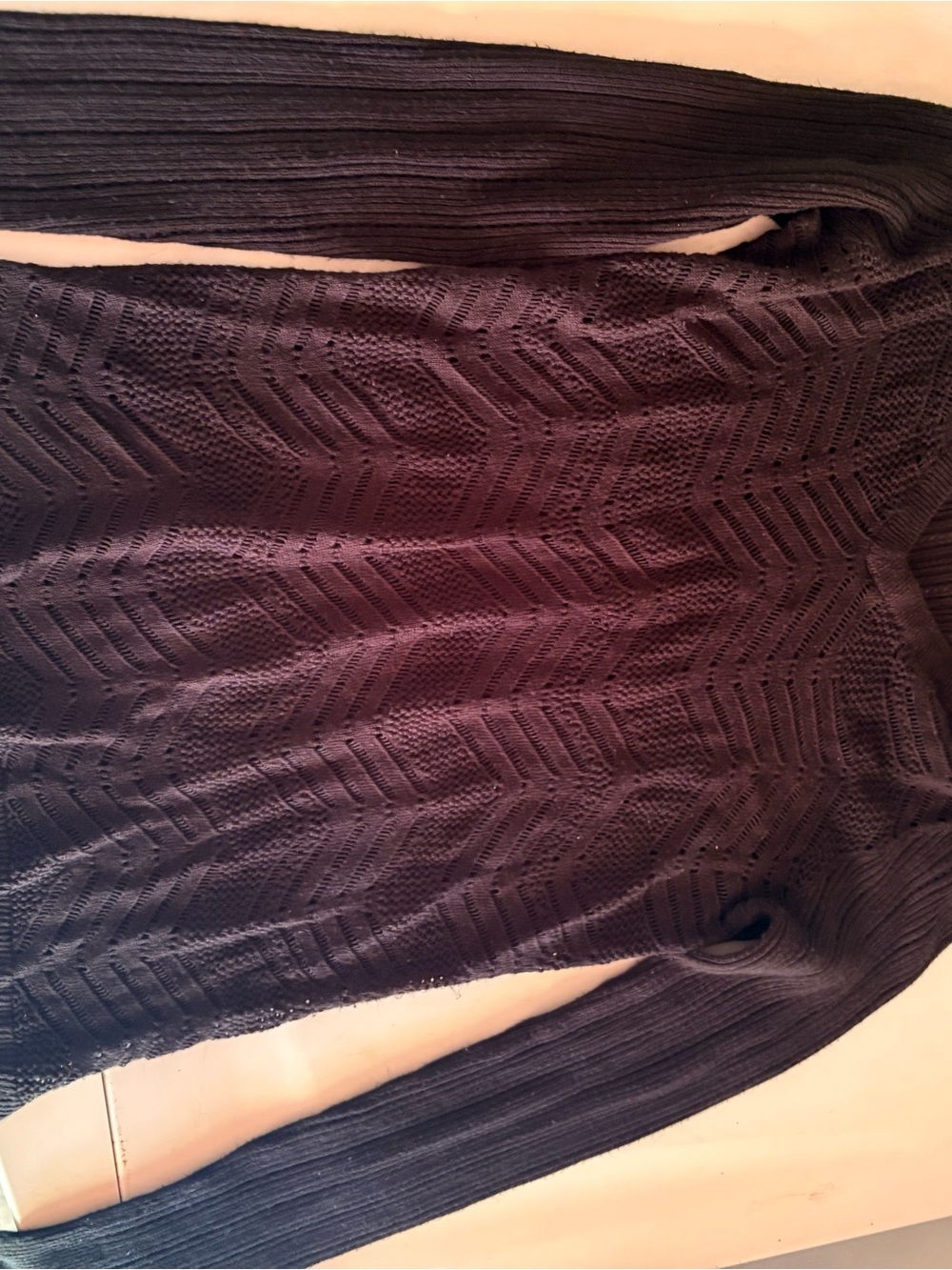 Faded Glory Black Openwork Ribbed Sweater